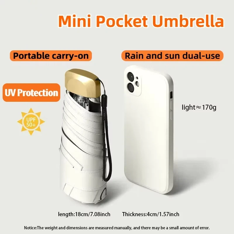 

Mini pocket Capsule Umbrella Portable Rain Umbrella Vinyl Folding UV Protection Sun Shade Ultra Light Dual Use Umbrella