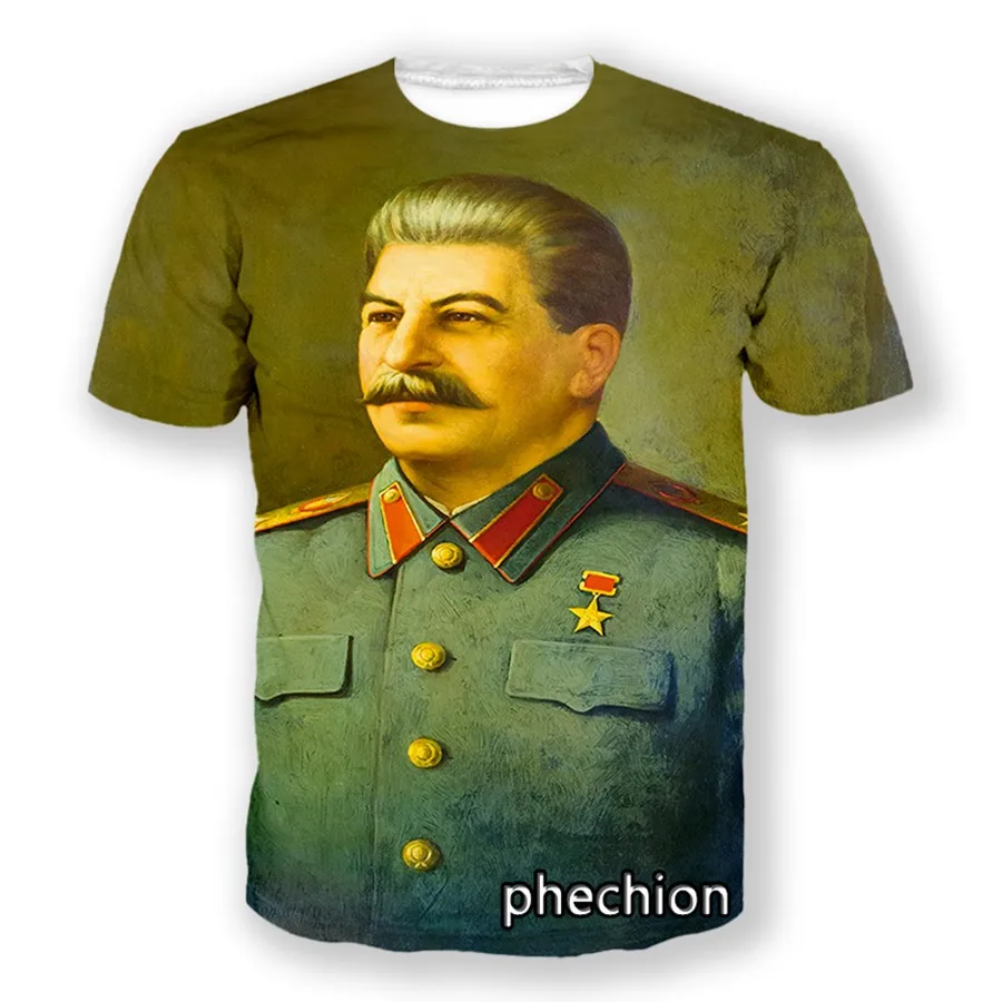 phechion New Fashion Men/Women Joseph Stalin 3D Printed Short Sleeve T-Shirt Casual T Shirt Sport Hip Hop Summer Tops L05