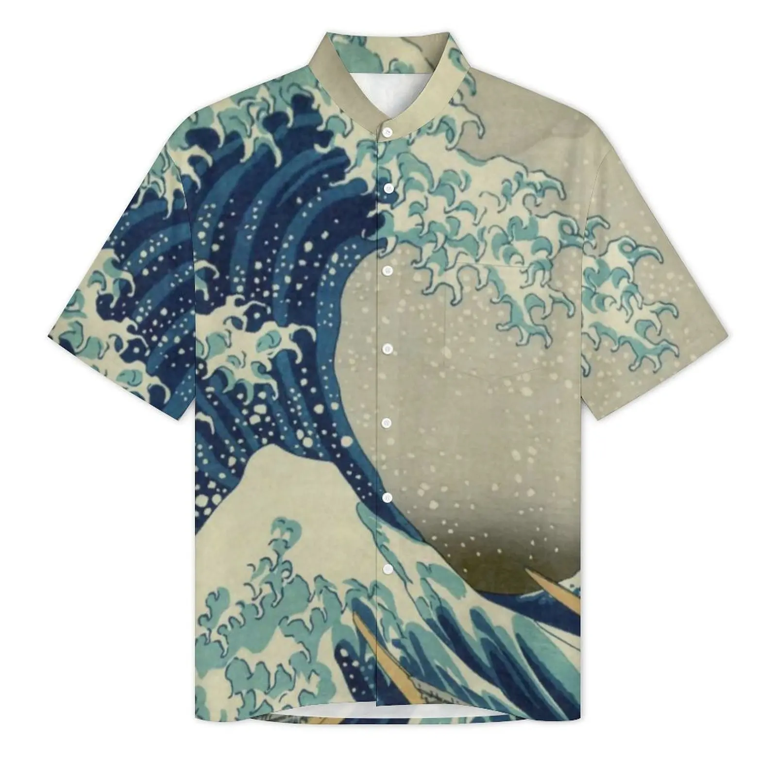 Mountains Hawaii Shirt Male Vacation The Great Wave Off Kanagawa Casual Shirts Short Sleeve Streetwear Vintage Plus Size Blouses