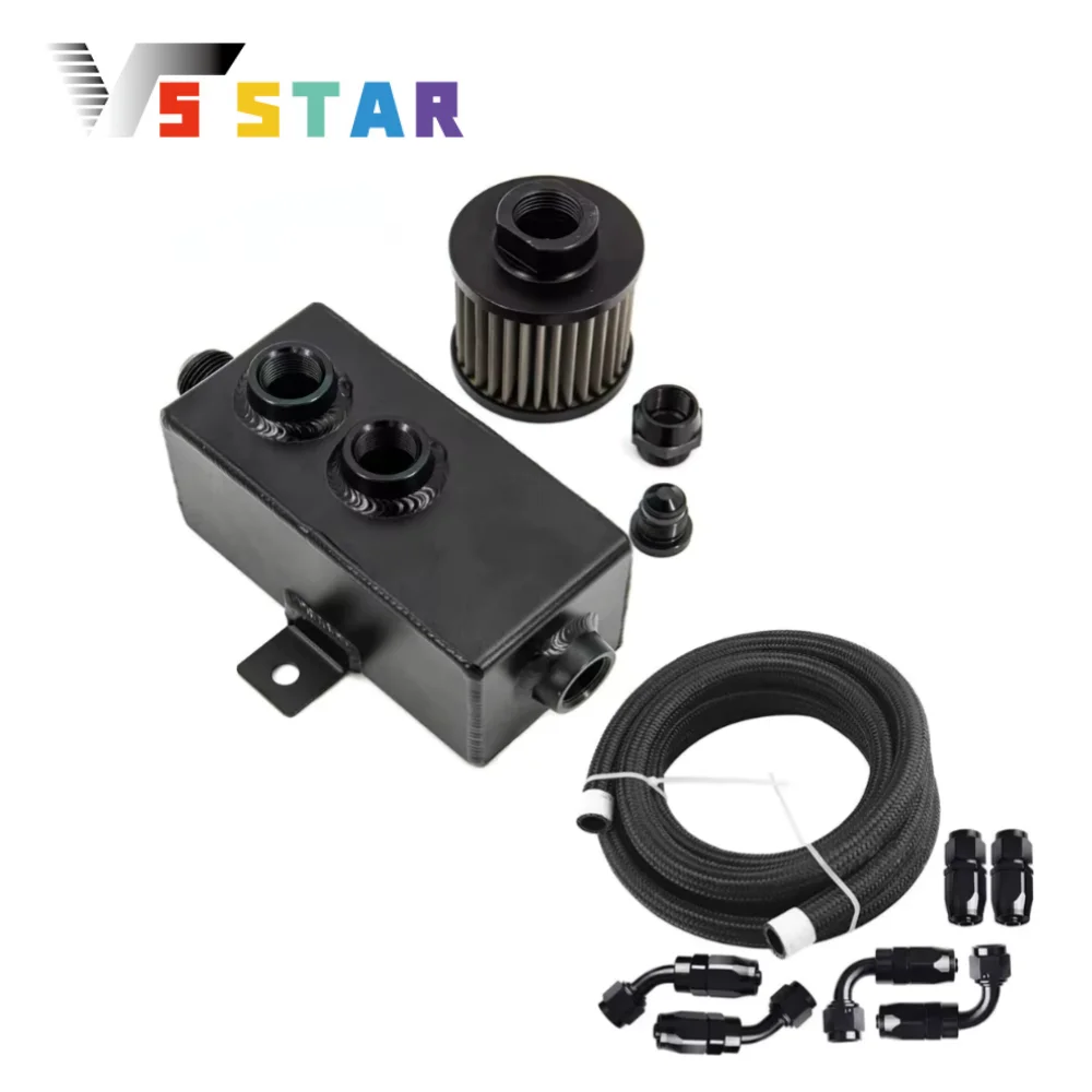 

Высококачественный алюминиевый лист, 1 л, маслоуловитель, резервуар, сапунный фильтр, перегородка + комплект топливопровода 10AN 3,6 м, черный