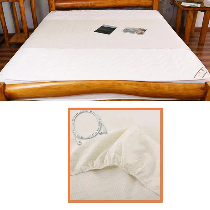 Earthing Sheet Radiation Grounding Sheet & Conductive Copper Cord Fitted Sheet Cotton Silver Antimicrobial healthy Bedding  set