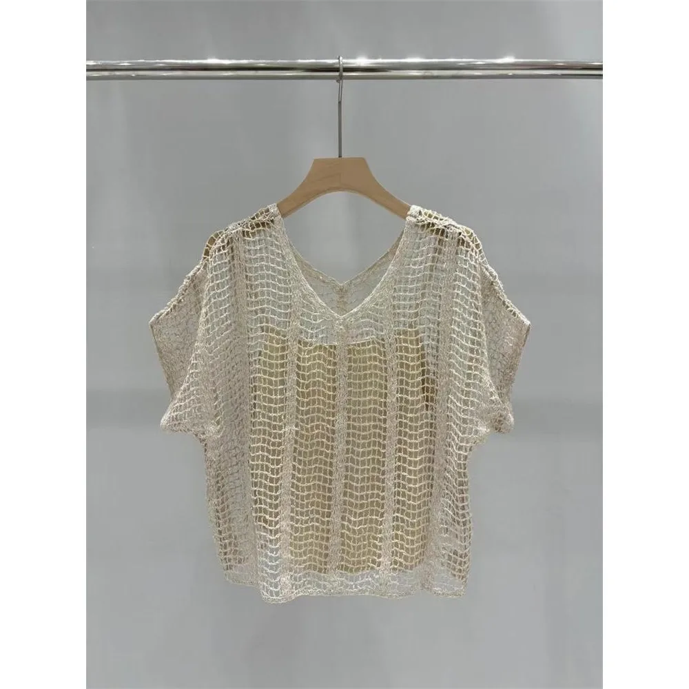 

Women'S High-End Hollow V-Neck With Suspenders Knitted Pullover Top Two-Piece Set