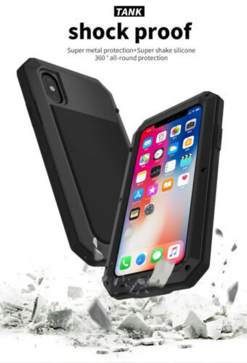 Heavy Armor Metal Rugged Case For iPhone 16 15 14 13 12 11 Pro Max XR XS 8 Plus Shockproof Premium Cover Gorilla Screen Protectr