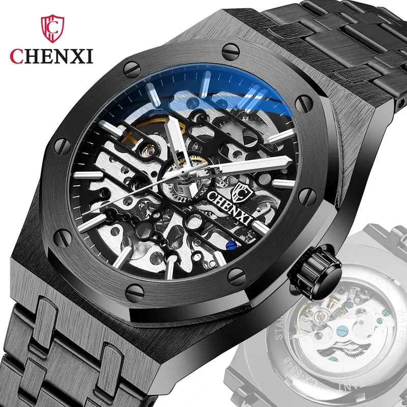 CHENXI 8848 2023 New Automatic Men With Box Mechanical Tourbillon Wristwatches Waterproof Business Stainless Sport Male Watches