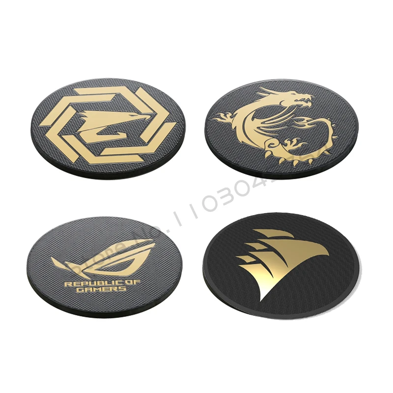 Computer Case Fan Logo Sticker, ROG MSI AORUS Corsair Label Gold-plated Paster PC Gamer GPU Decorative Accessories, 3Pcs/Lot