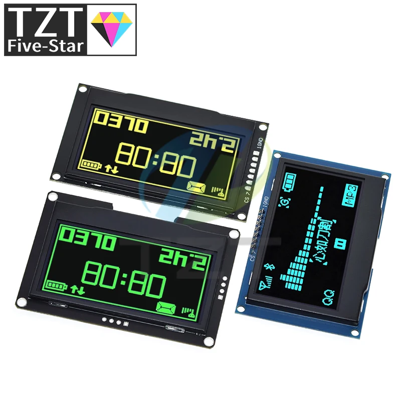 Imagem -03 - Tzt-oled Módulo de Exibição 2.42 2.42 Tela Lcd Branco Amarelo 128x64 Iic I2c Spi Serial para C51 Spd0301