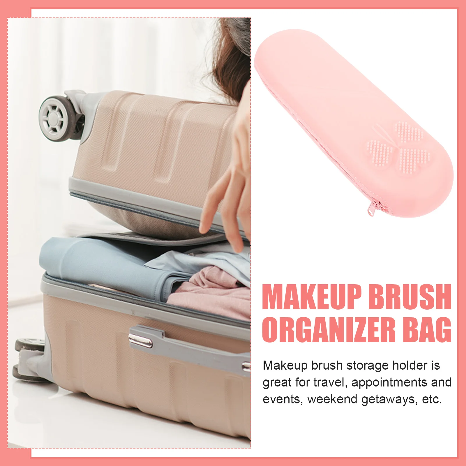

Mini Portable Bag Makeup Brush Storage Brushes Pouch Pink Silica Gel Organizer Travel
