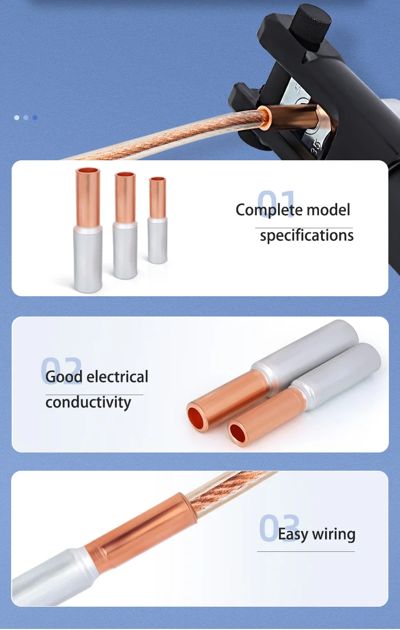 1/5Pcs GTL-10/16/25/35/50/70 Kupfer Aluminium Crimp Terminal Verdickung CU-AL Rohr Kabel Draht Bimetall Splice Stecker Hülse – Detail 2