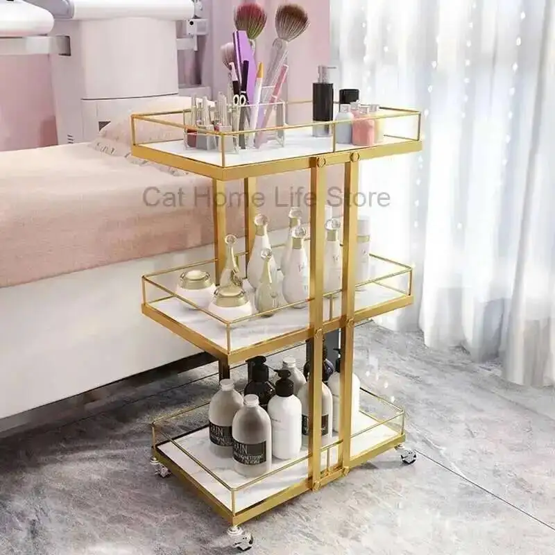 

Salon the for Furniture Wheels Spa Trolley Cosmetic Helper Tray Hairdresser Auxiliary Cart Beauty Station Barber Pink Beech Nail