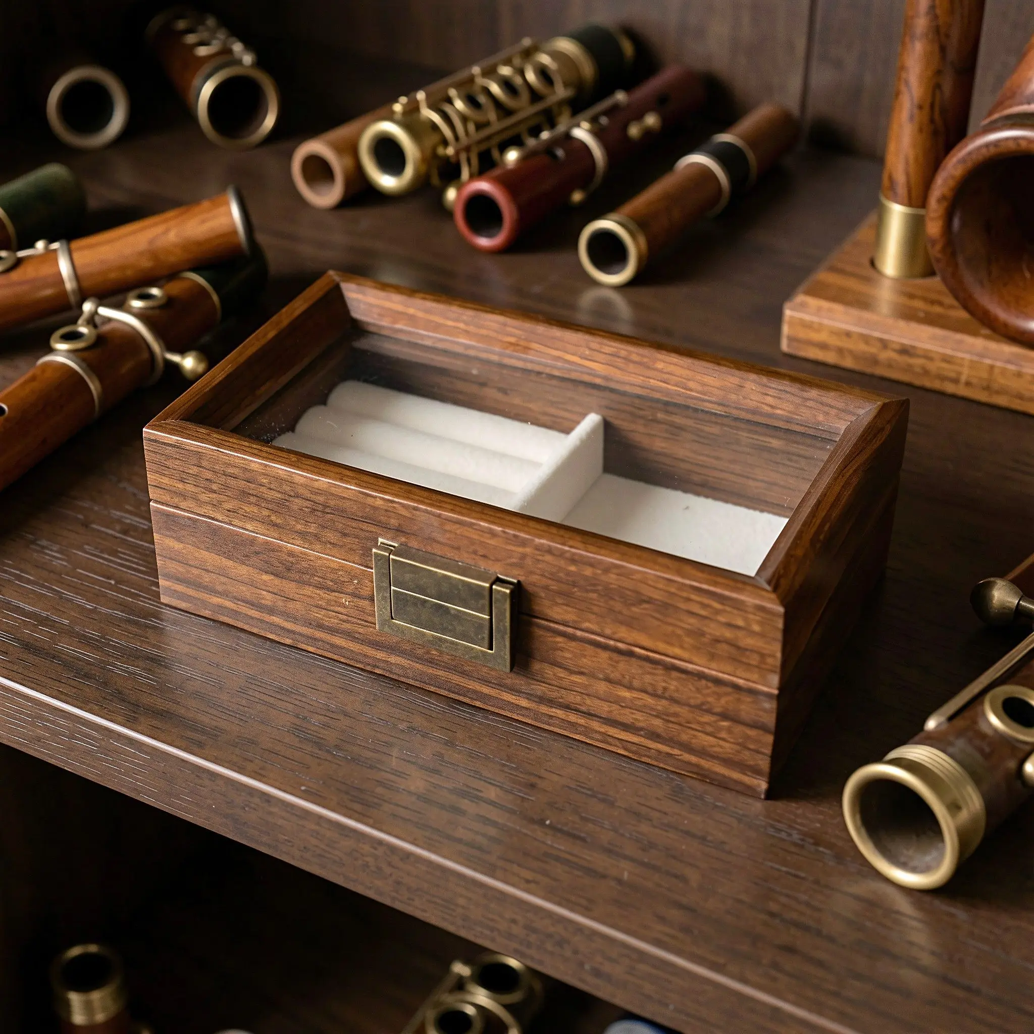 Wood Oboe Reed Case 4 Slot Compartments Solid Wood Holder Portable Reed Storage Box Hardwood Wind Instrument Accessories Studio