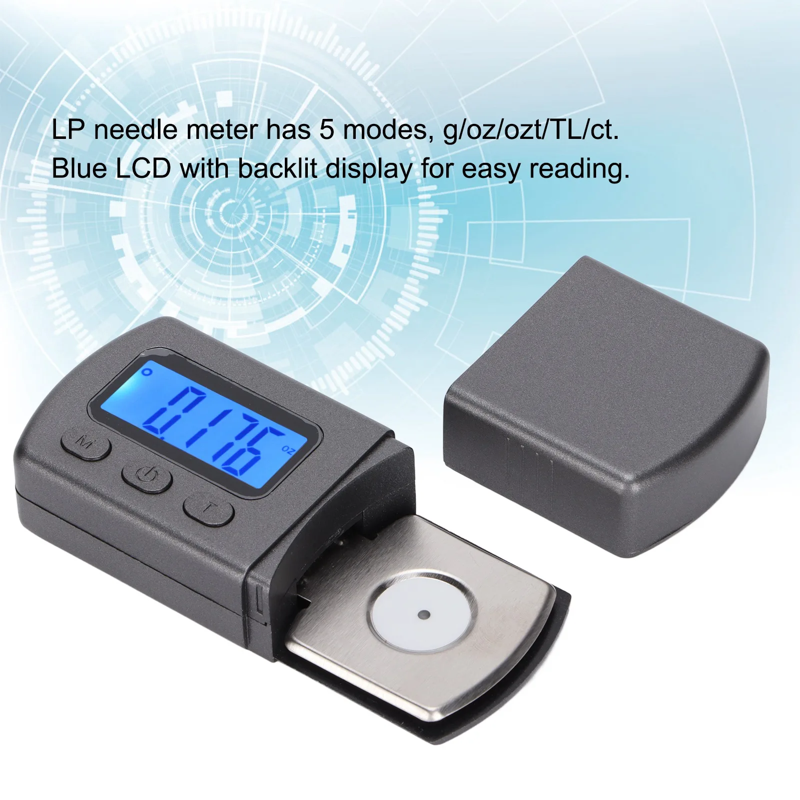 Turntable Cartridge Pressure Gauge Long Standby Time High Accuracy Tracking Force Pressure Gauge for Tonearm Phono Cartridge