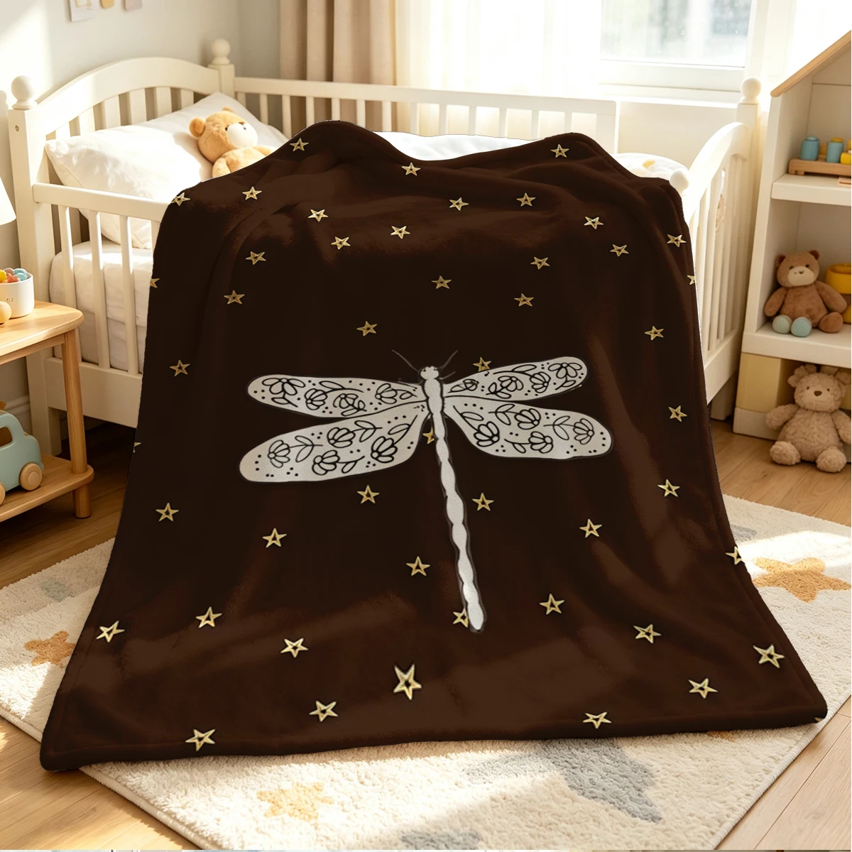 Star Dragonfly Flannel Blanket Warm Soft Halloween Christmas Couch Warm Cozy Decorative Decor Gift for All Season
