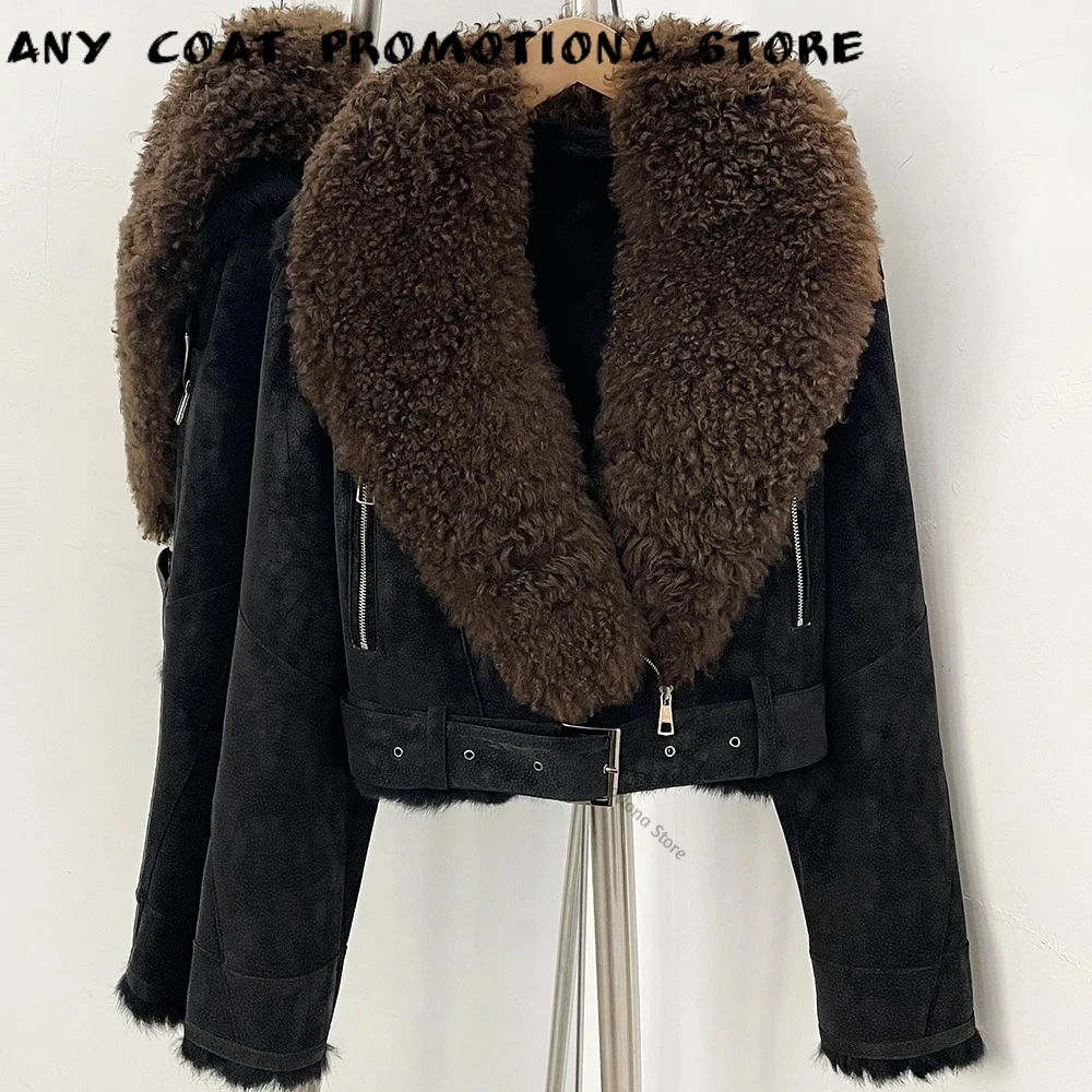 Women's Premium Fur Coat Stand Collar Oversized Jacket Relaxed Fit Chic City Fashion Fall Winter Cold Weather Natural Apparel