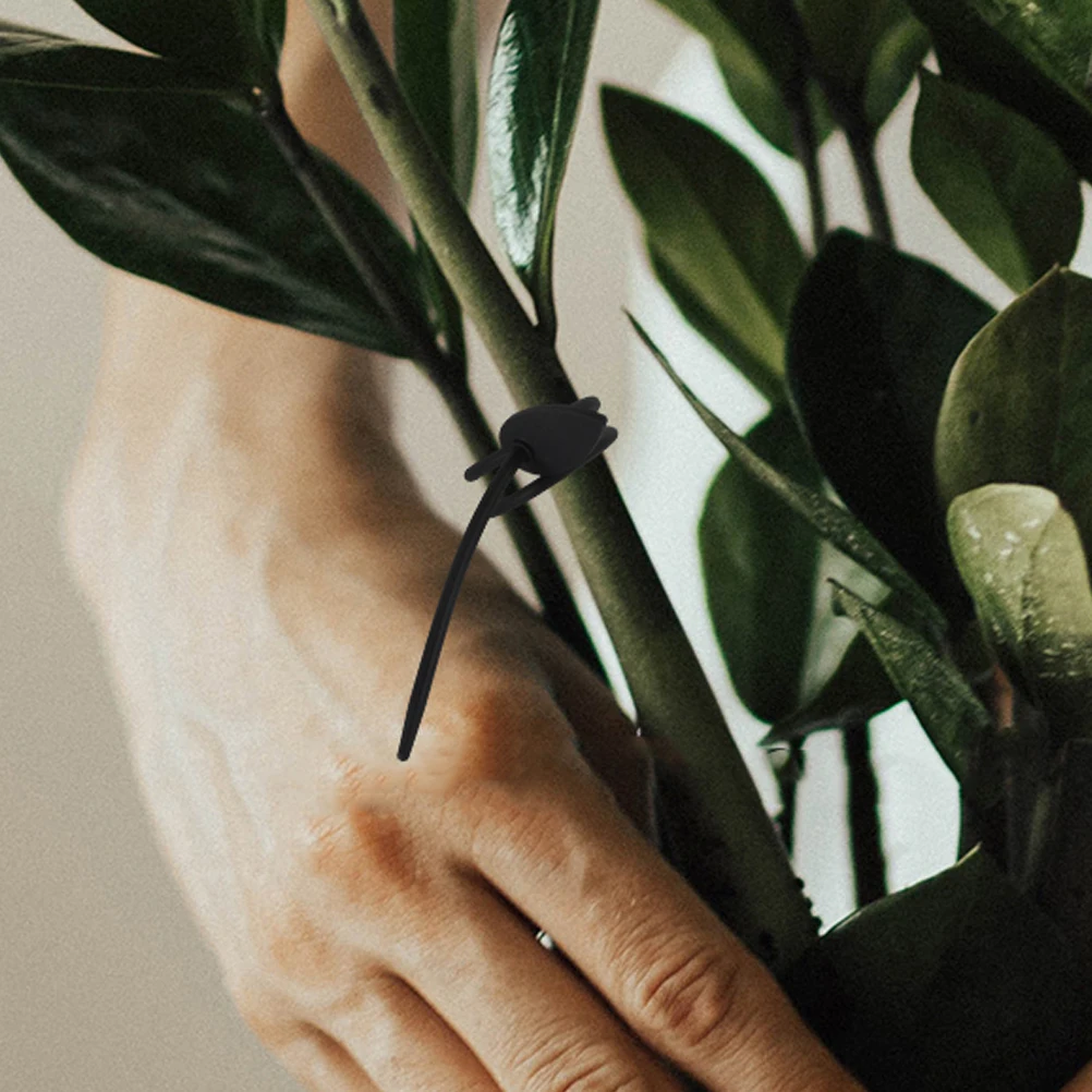

8 Pcs Black Silicone Leaf Ties Reusable Garden Plant Cable Organizer Durable Gardening Supplies Vegetable Management