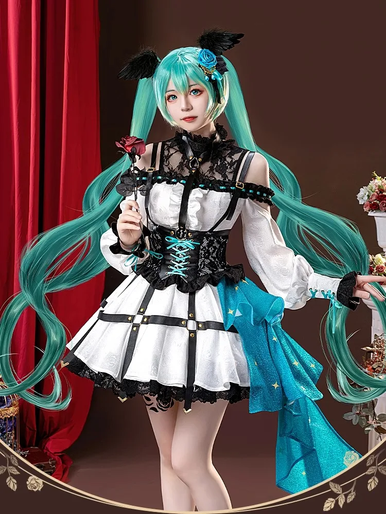 Hatsune Miku cos costume Rose  cartoon girl anime short skirt suit cosplay  I offer you the beauty of roses