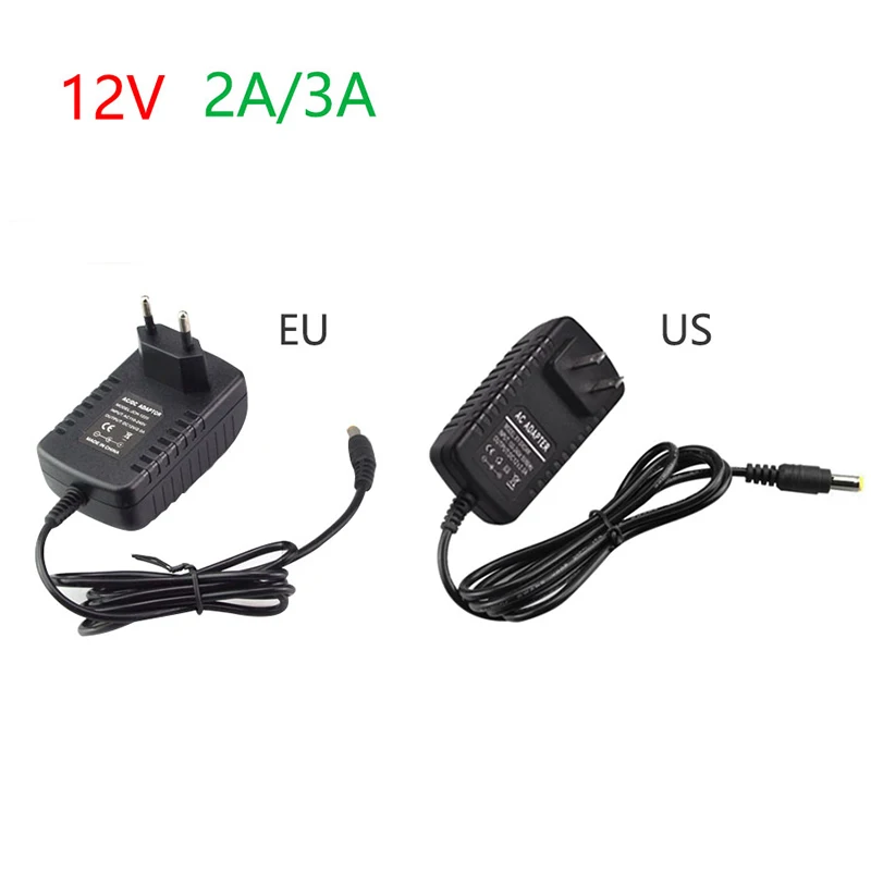 Zasilacz DC 12V 1A 2A 3A AC100-240V Adapter konwertera DC12V Wtyczka EU/US/UK/AU 5.5mm x 2.1-2.5mm Sterownik transformatora oświetleniowego