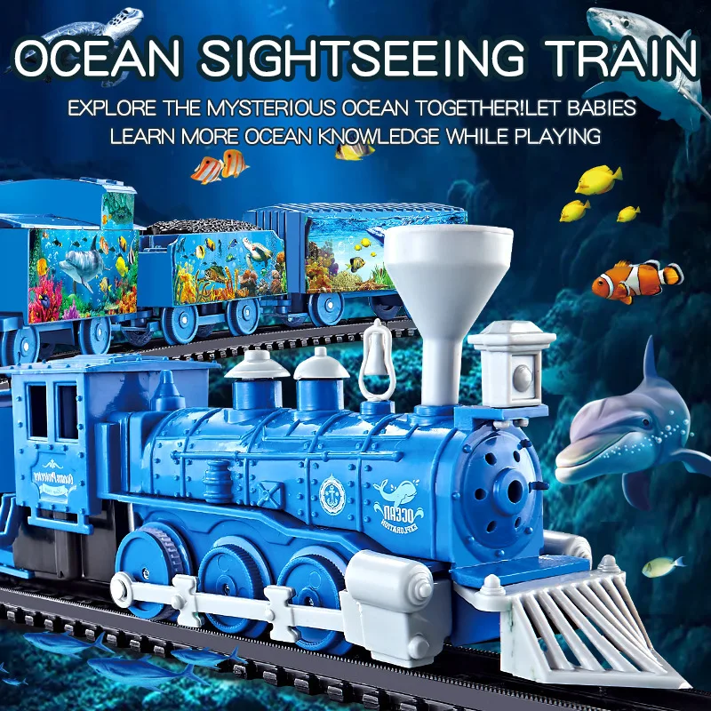 Electric Ocean Sightseeing Train Christmas Track Train Dinosaur Train Puzzle DIY Assembly