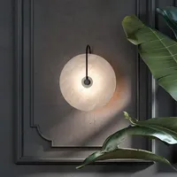 Nordic Wall Sconces Light Fixture Led Marble Moon Bedside Lamp Interior Indoor Lighting Home Bedroom Decor Modern Hotel Simple