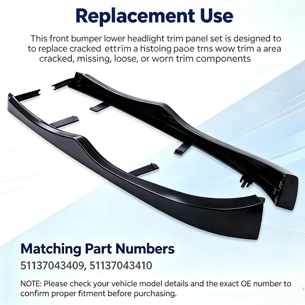 For BMW 3 Series E46 4-Door Sedan Without Washer 2002-2005 Front Bumper Lower Headlight Trim Panel 51137043409 51137043410