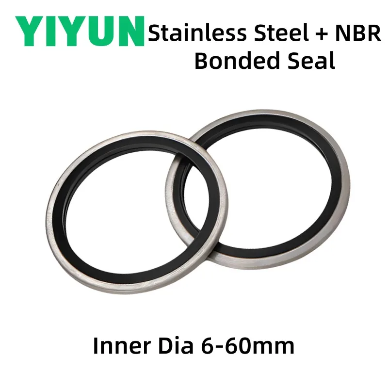 2-10PCS Stainless Steel NBR Rubber Bonded Seal Washer M6 M8 M10 M12 M14 M16 M18 M20 M30 High Pressure Hydraulic Oil Pipe Gaskets