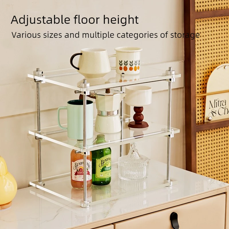 DIY Light Shaft Storage Holders Desktop Bookcase Cup Holder Acrylic Display Stand Adjustable Amplifier Rack for Home Stereo