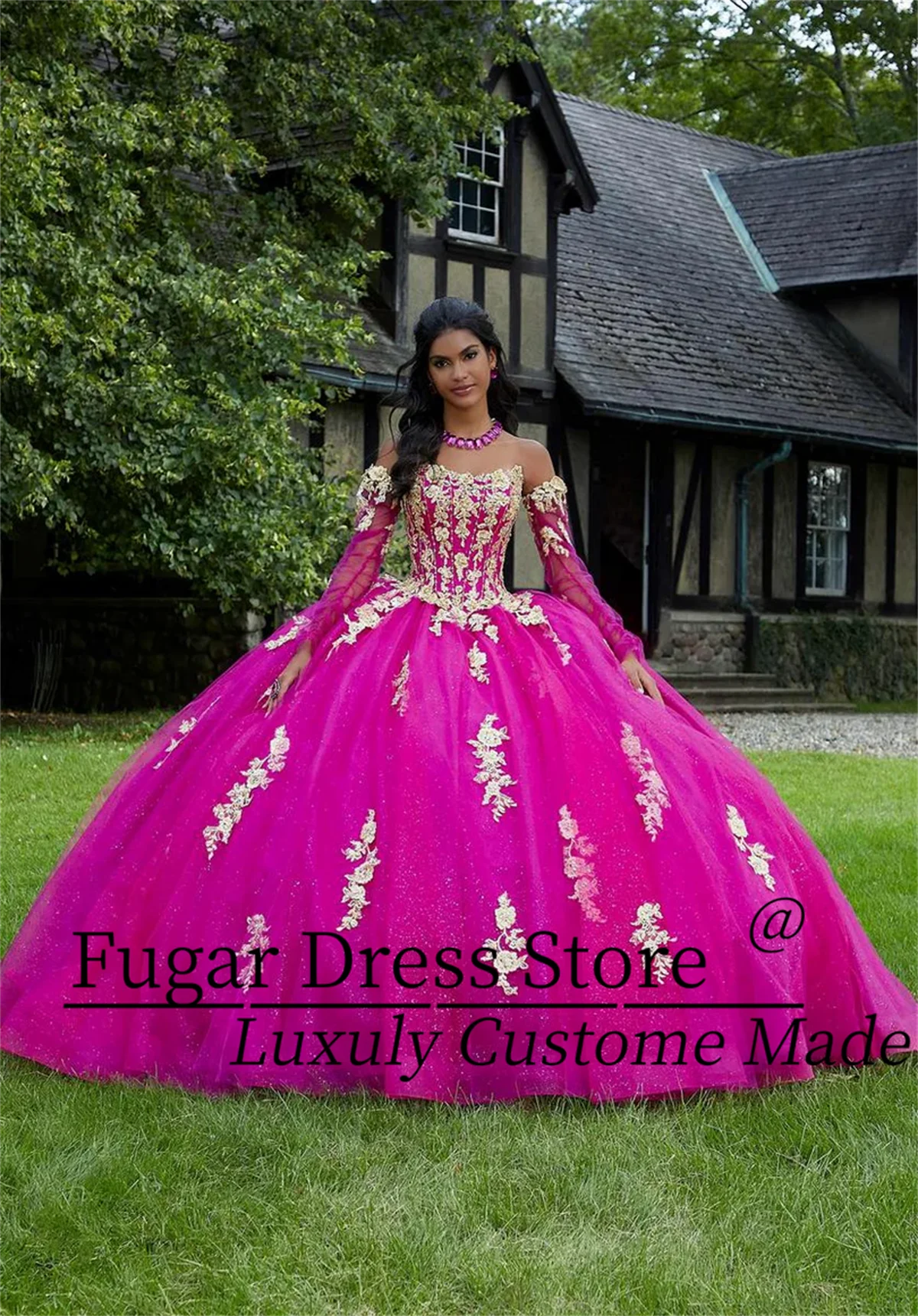 Enchanting Morilee Quinceanera Dress Sparkling Elegant 3D Embroidery Strapless low round neck crystal bead decoration Ball Gown