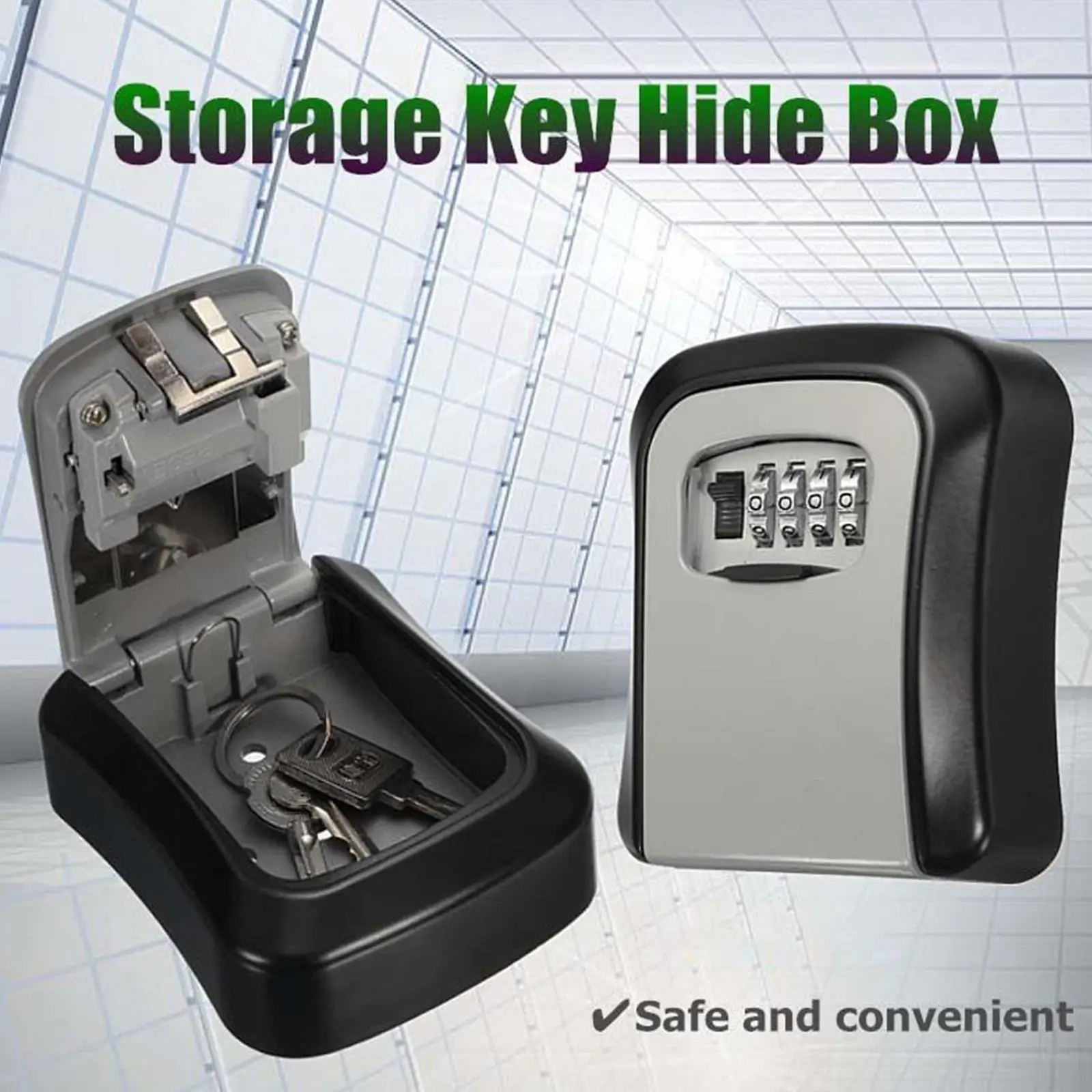 New 4 Digit Combination Key Lock Box Outdoor Security Wall Mount Secret Hidden Safe Key Box Home Key Storage Lock Box Organizer