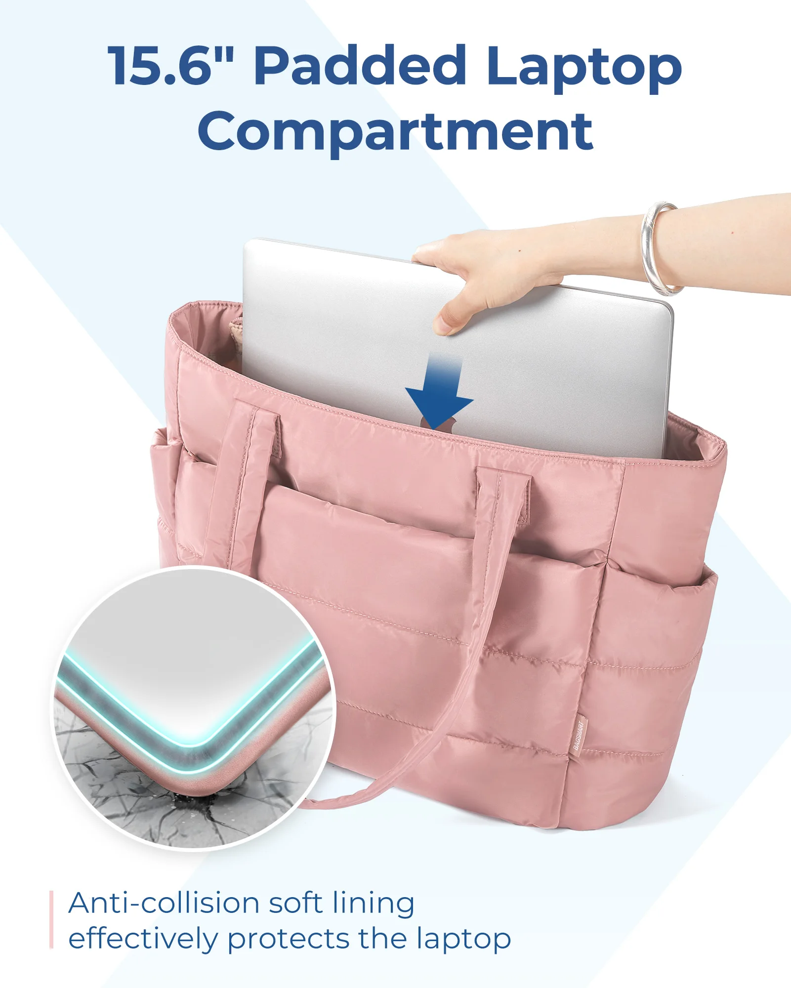 BAGSMART-Sacola de grande capacidade para mulheres, bolsas de deslocamento, bolsa feminina, bolsa de ombro mensageiro, bolsos múltiplos, bolsa múmia