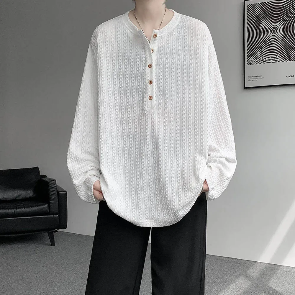 

Autumn New Men's Solid Color Long-Sleeved Shirt American Retro Fashion Trend Street Casual Loose Breathable Niche Men's Tops