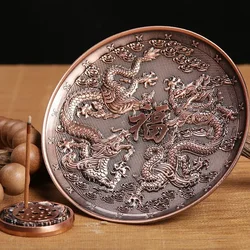 Dragon and Phoenix Bronze Incense Tray Twelve Zodiac Antique Thread Incense Holder Coil Incense Burner Indoor Sandalwood Stove