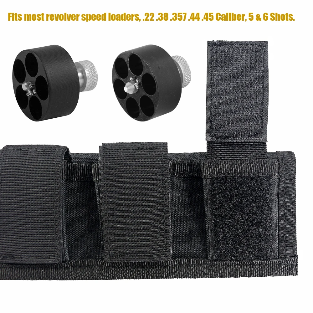 Triple Speedloader Pouch Case Holder Nylon Tactical Double Speedloader Belt Universal Fit .357 .44 Most from .38 to .45 Colt