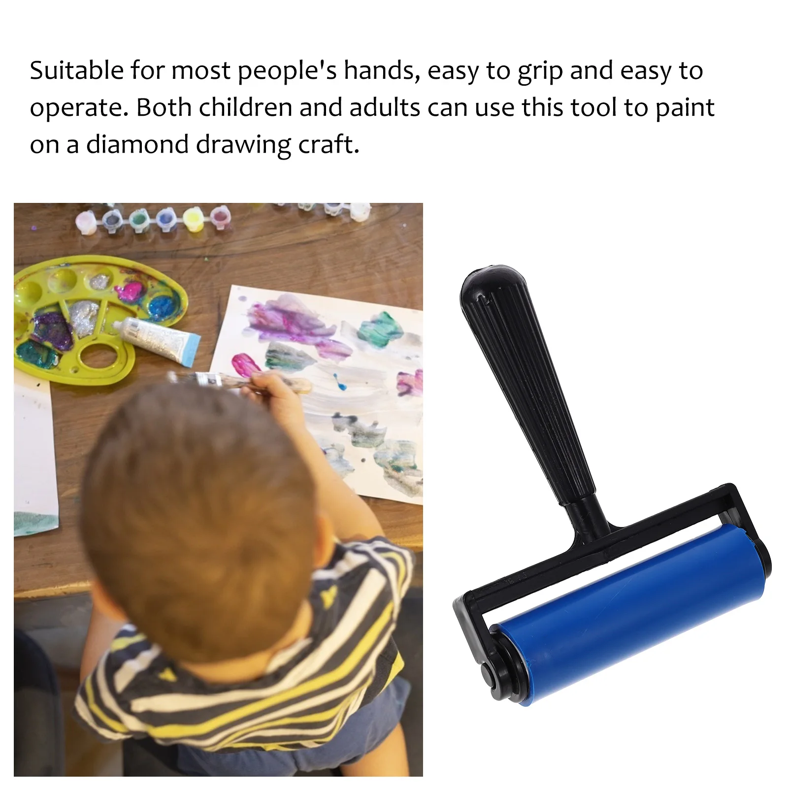 

2pcs Ink Printing Glue Cylinder Craft Tools Blue Rollers Children Art Paint Stamping Diamond Drawing Lightweight