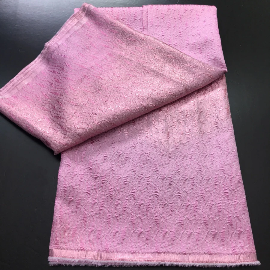 

Розовая французская парчовая кружевная ткань 2026, высокое качество, 5 ярдов, дамасская африканская нигерийская кружевная ткань Oragnza, свадебное платье для шитья