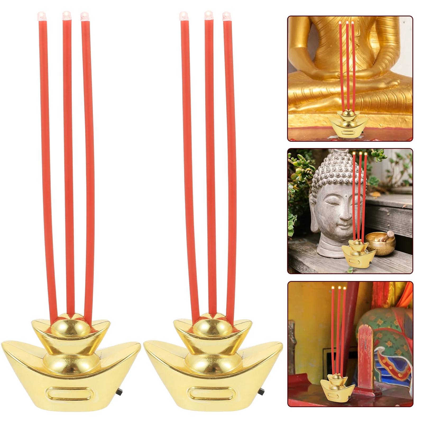 

Hall Incense Burner Electronic Sticks Offering Supplies Decorate LED Sacrificial Holder