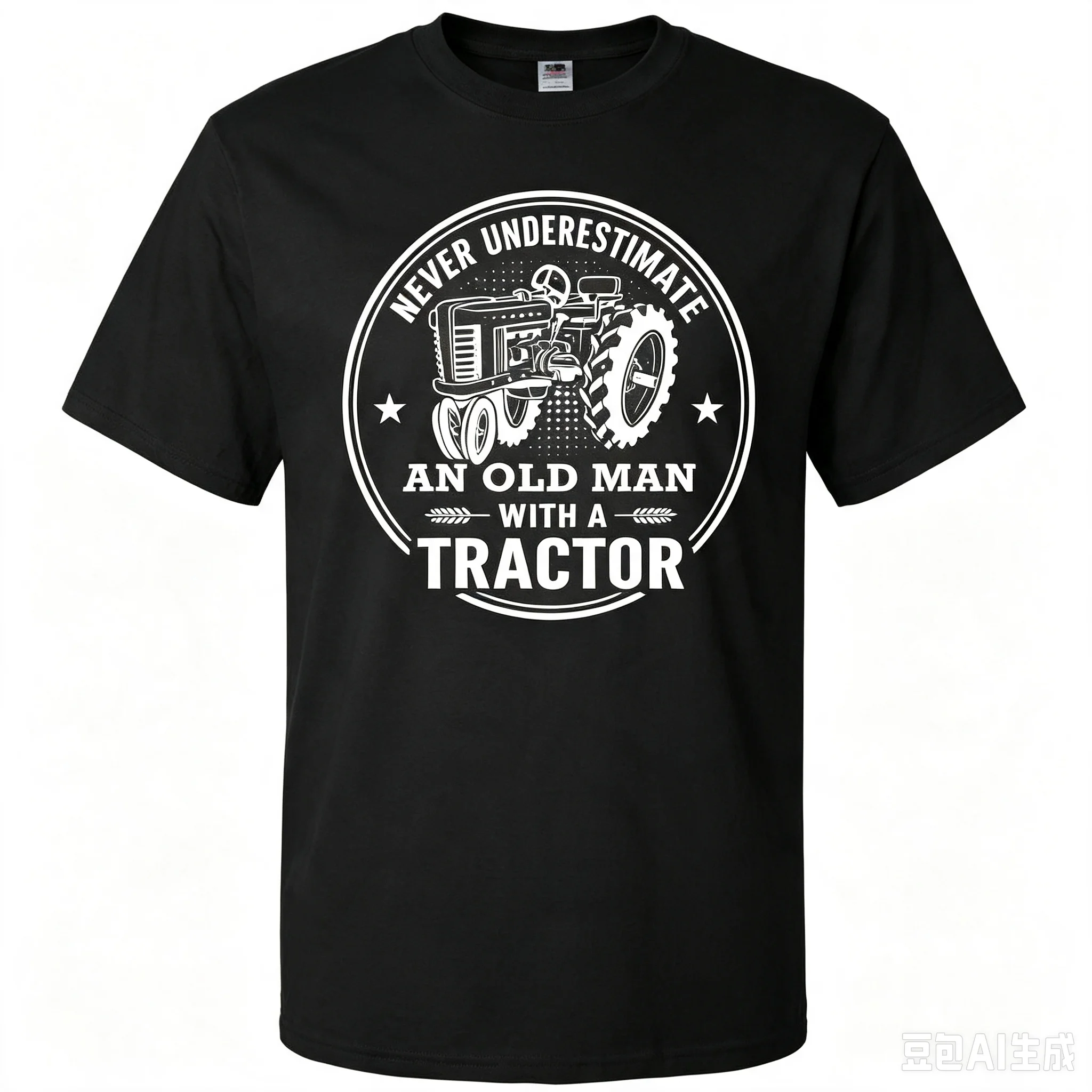 Men Tractor Graphic T‑Shirt Never Underestimate An Old Man Print Farm Casual Short Sleeve Tee