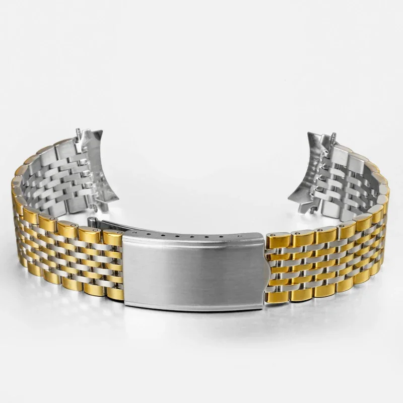 20mm 19mm 18mm roestvrijstalen horlogeband voor Omega Seamaster Speedmaster gebogen uiteinde metalen band zakelijke vervanging armband