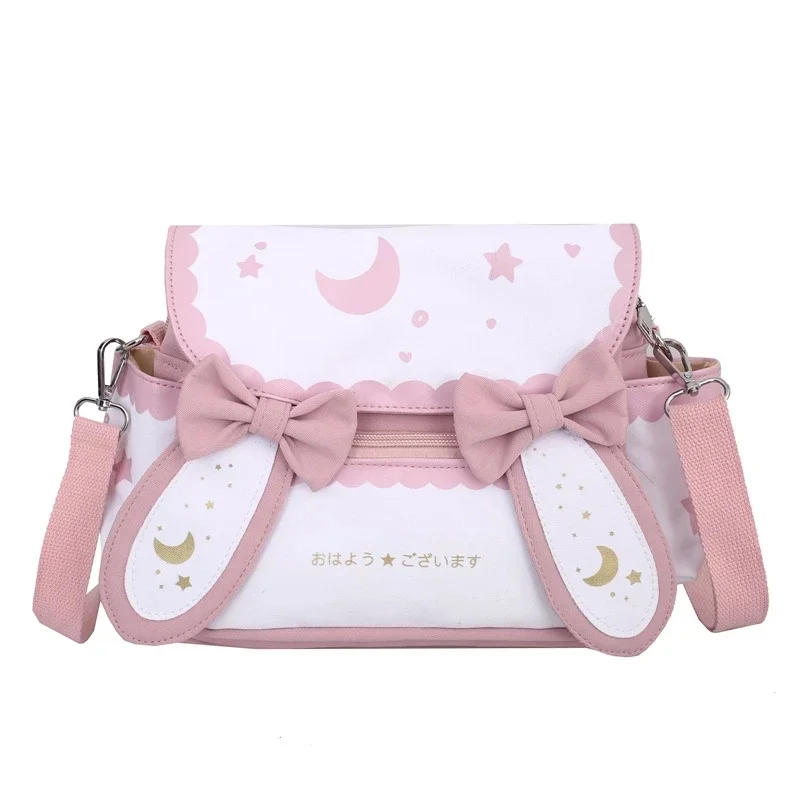 Anime Lolita Sailor Moon Cosplay Star Printed Rabbit Ear Bow Tie Women Shoulder Bag Cross Body Bag For Halloween Christmas Party