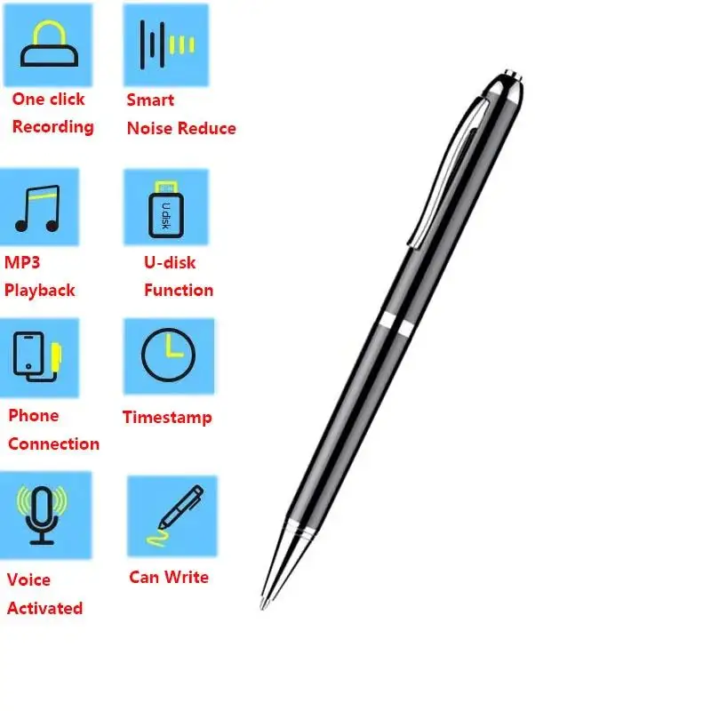 256GB Digital Activated Pen Voice Recorder Espia 4-128G Mini Professional Audio Record Noise Reduce Sound Dictaphone MP3 Player