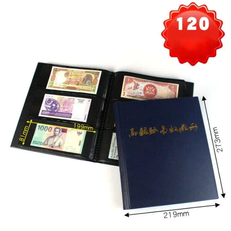 Premium Black Paper Money Album for Collecting 120 Banknotes with 3 Rows per Page Organizers