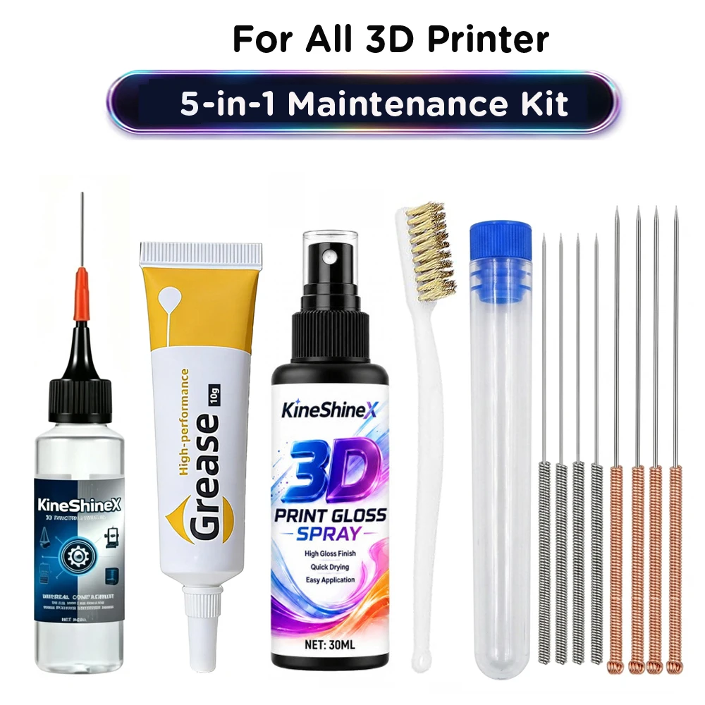 3D Printer 5‑in‑1 Maintenance Kit Lubricating Oil High‑Performance Grease Cleaning Brush for Bambu Lab Creality Ender 3D Parts