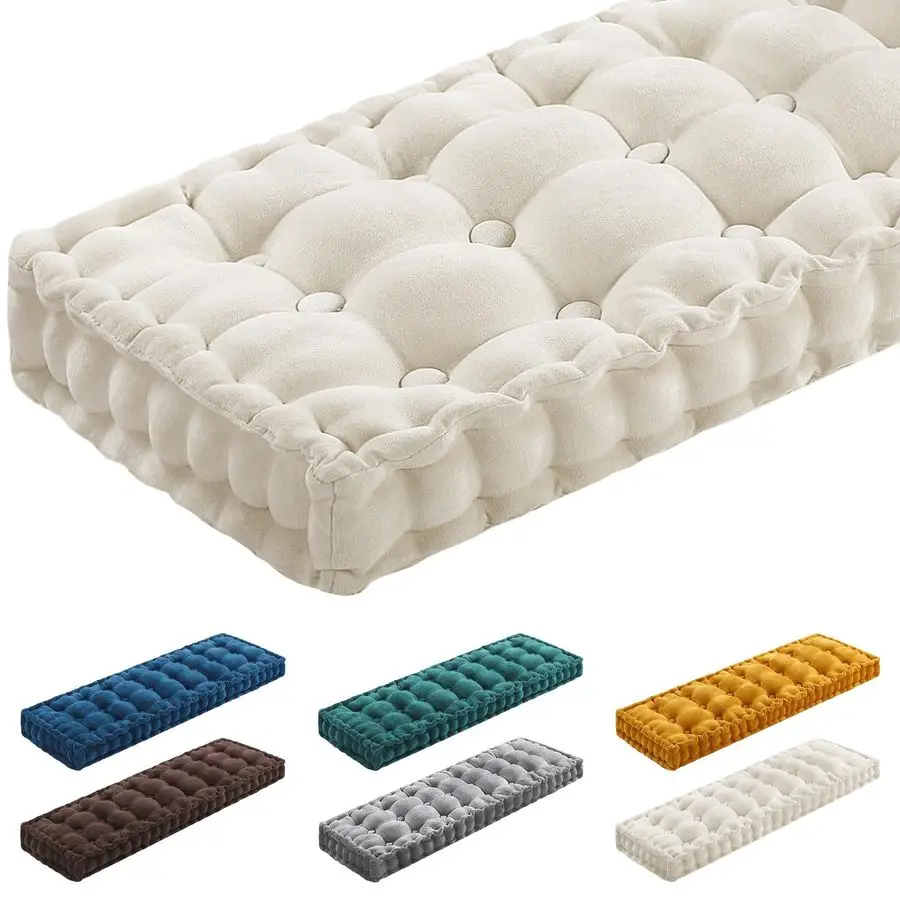 

Подушки для скамьи 48x20 дюймов, для мебели для дома, из шенилла, бежевые, с пуговицами, утолщенные, с эффектом памяти, для оконных проемов