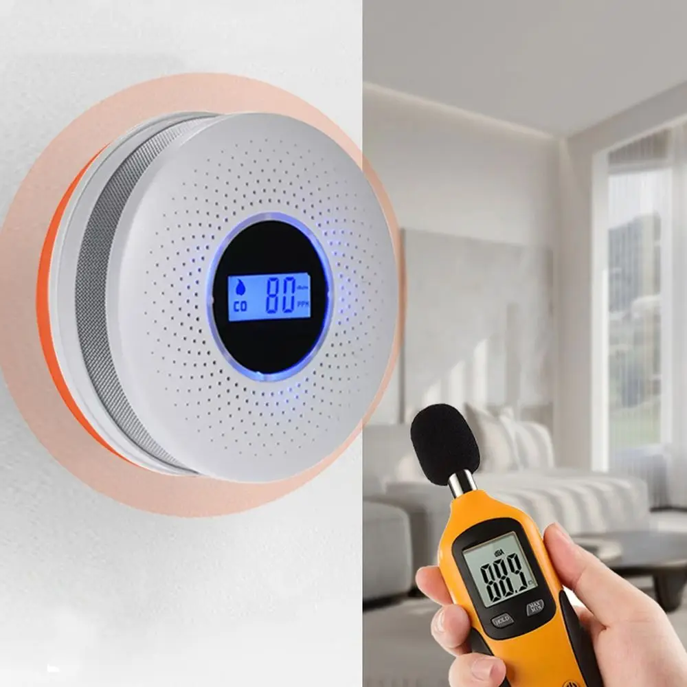 Luchtkwaliteitsmonitor 2-in-1 koolmonoxidedetector Draagbaar draadloos CO-monoxidealarm LCD-scherm Rookmelder Reizen
