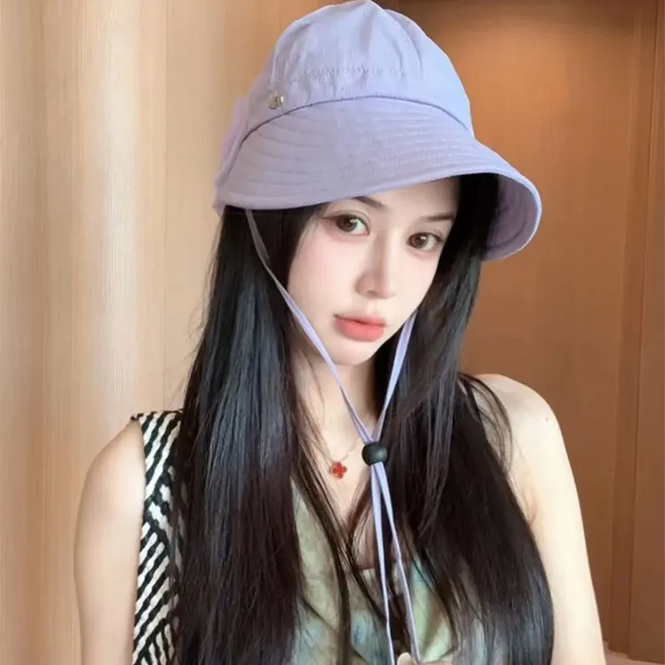 

2025 New Kids Wide-Brim Sun Hat - Adjustable UV Protection Bow Cap with Tether, Simple & Versatile Sun Protection Hat​​