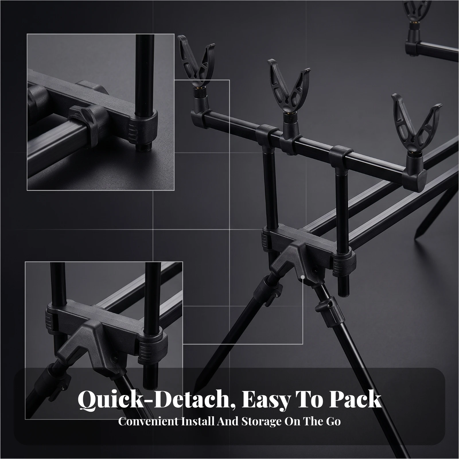 Fishing Rod Tripod Stand Aluminum Alloy Folding Fishing Rod Stand Quick-Fold Adjustable