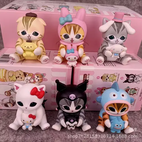 Mofusands Gatti Cieco Scatola Giocattoli Sanrio Personaggio Del Fumetto Melodia Mistero Budino Cane COS Vestire Simpatico Gatto Bambola Giocattoli Regali Per Bambini