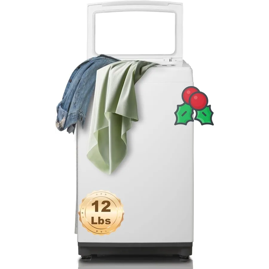 

1,7 Cu.Ft. Портативная стиральная машина, 12 фунтов, маленькая стиральная машина для одежды с верхней загрузкой, полностью автоматическая компактная стиральная машина и спиннер, комбинированная 6 стирок