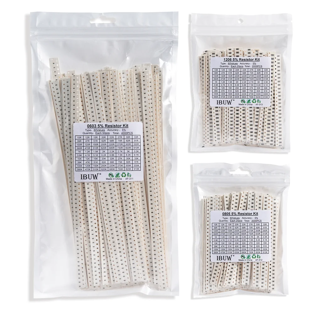 4000 SZTUK 0402 Zestaw rezystorów SMD Zestaw 10ohm-1M ohm 5% 80 wartościX 50 SZTUK = 4000 SZTUK Zestaw próbek 0805 0603 1206 2512 1210 — zdjęcie 2