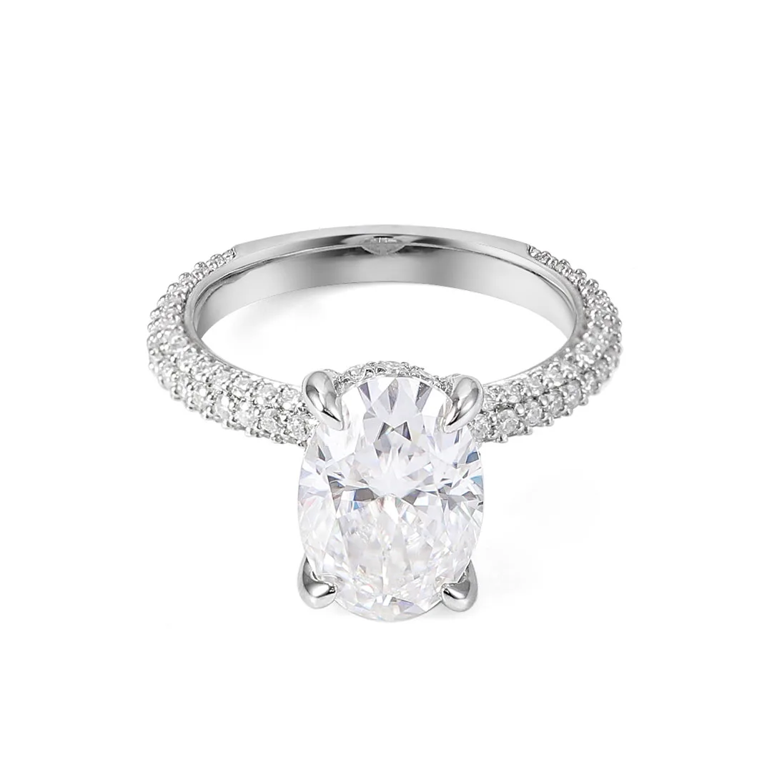 Provence 10K/14K/18K Moissanite Engagement Rings for Women D Color VVS Oval Cut Half Eternity Rings for Mom Custom Jewelry