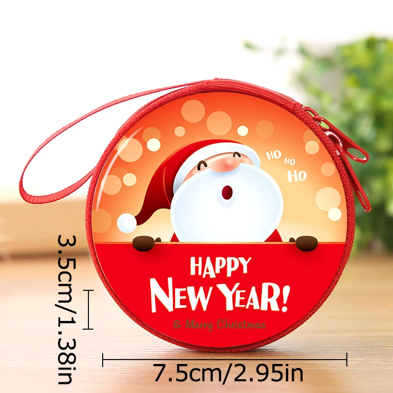 Christmas Coin Purse Iron Zipper Bag Portable Mini Earphone Storage Bags New Year Navidad 2024 Children's Kids Gifts