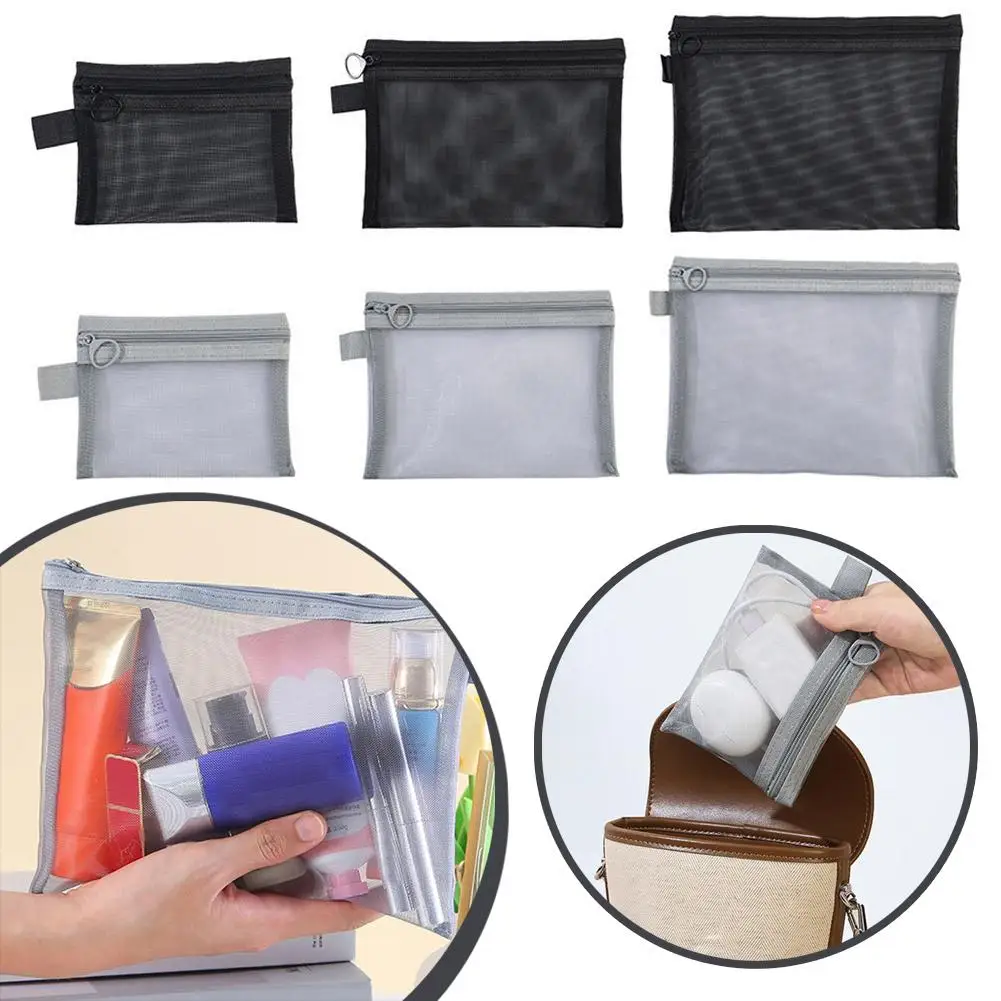 مقلمة شبكية سوداء حقيبة تخزين ذات سعة كبيرة من النايلون بسحاب حقيبة أقلام رصاص للوازم المدرسية المكتبية واللوازم المكتبية